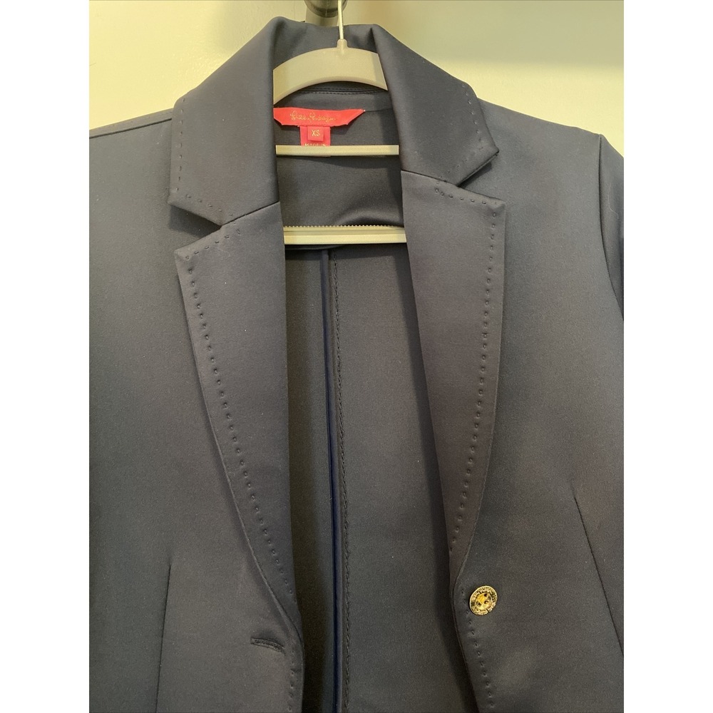 Lilly Pulitzer Women's Braylee Blazer Navy Stretch Blazer Size XS - Picture 2 of 9